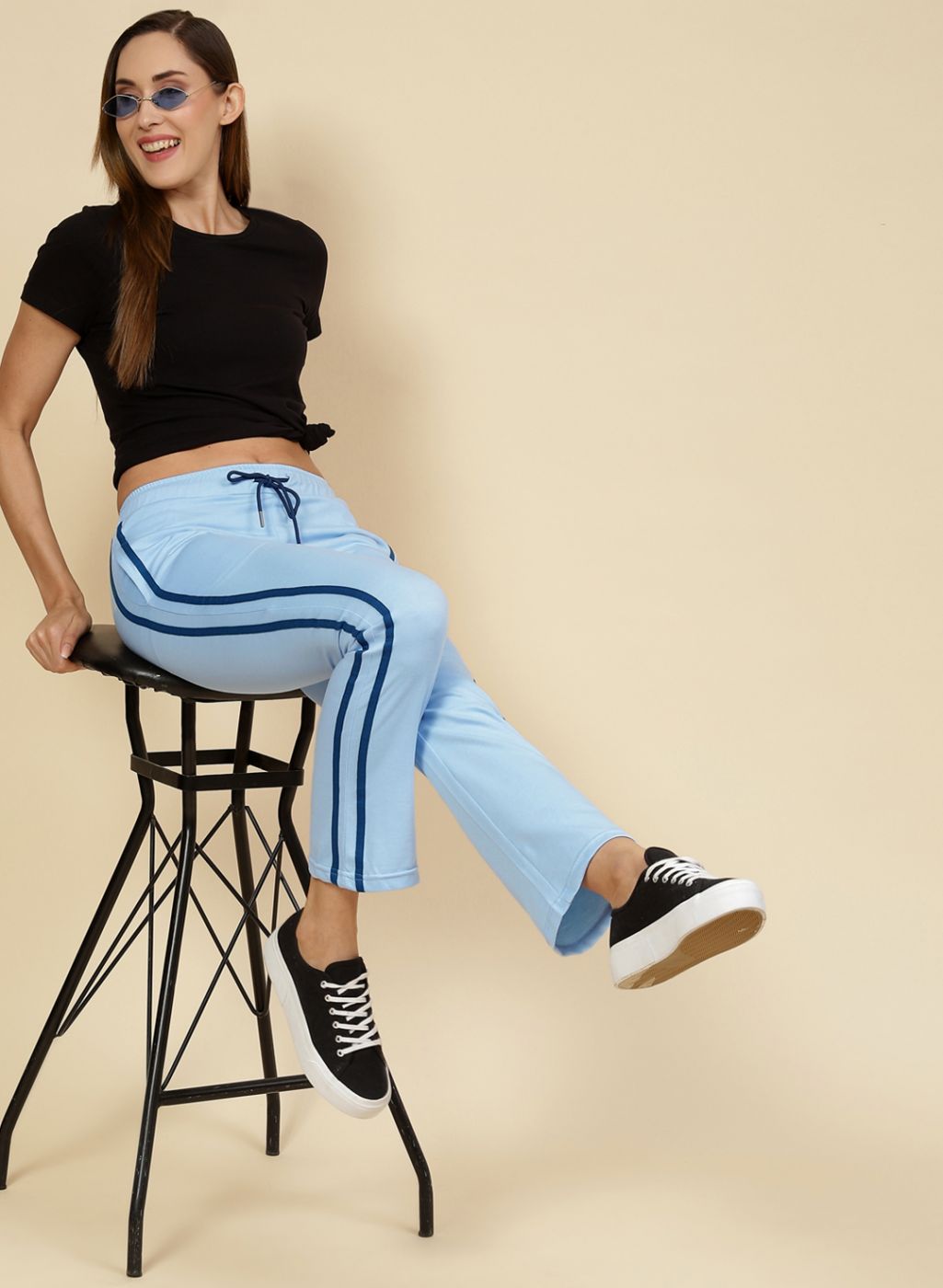 Women Sky Blue Regular Fit Lower