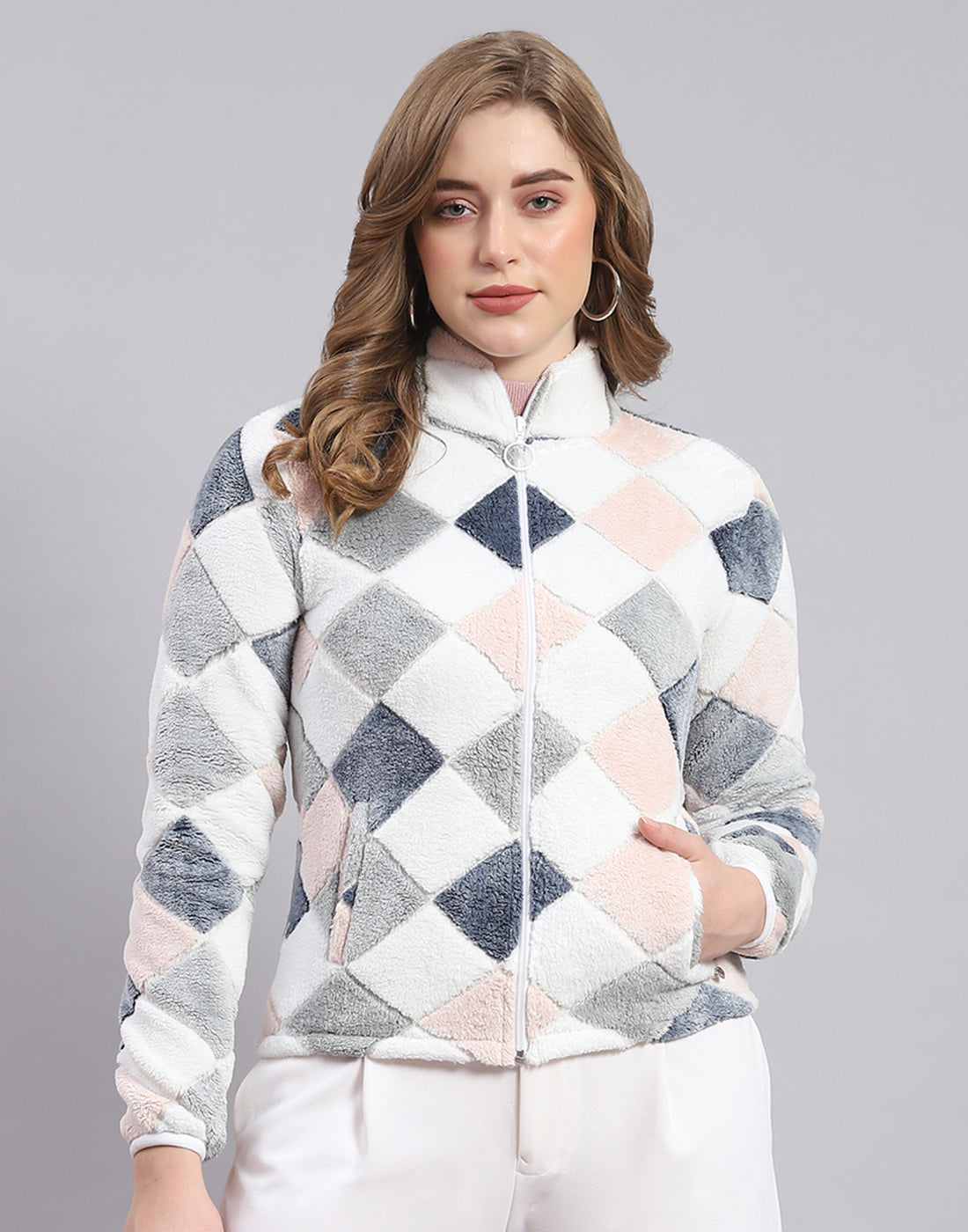 Women Green Printed H Neck Full Sleeve Sweatshirt