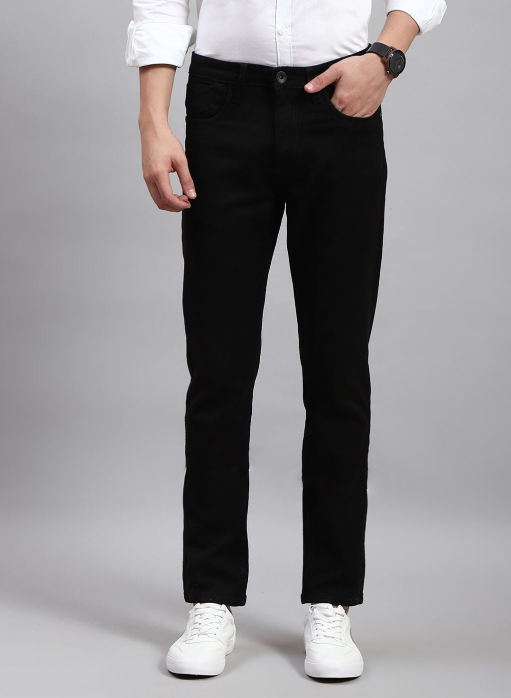 Men Black NArrow Fit Denim