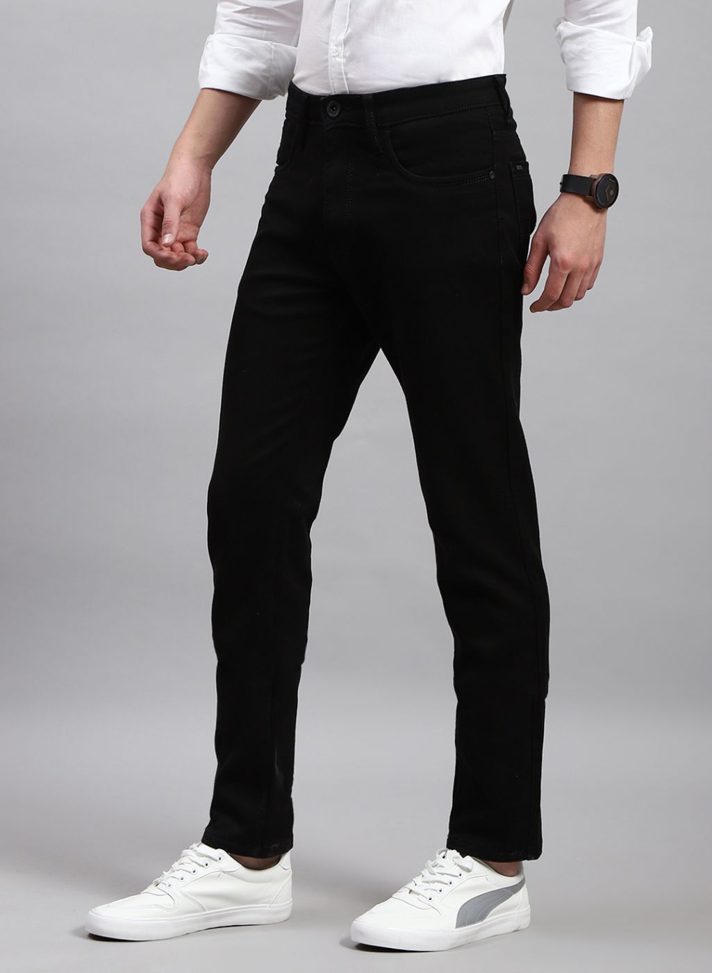 Men Black NArrow Fit Denim
