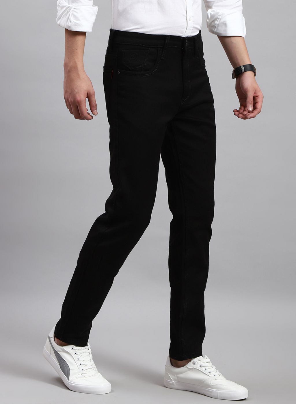 Men Black NArrow Fit Denim