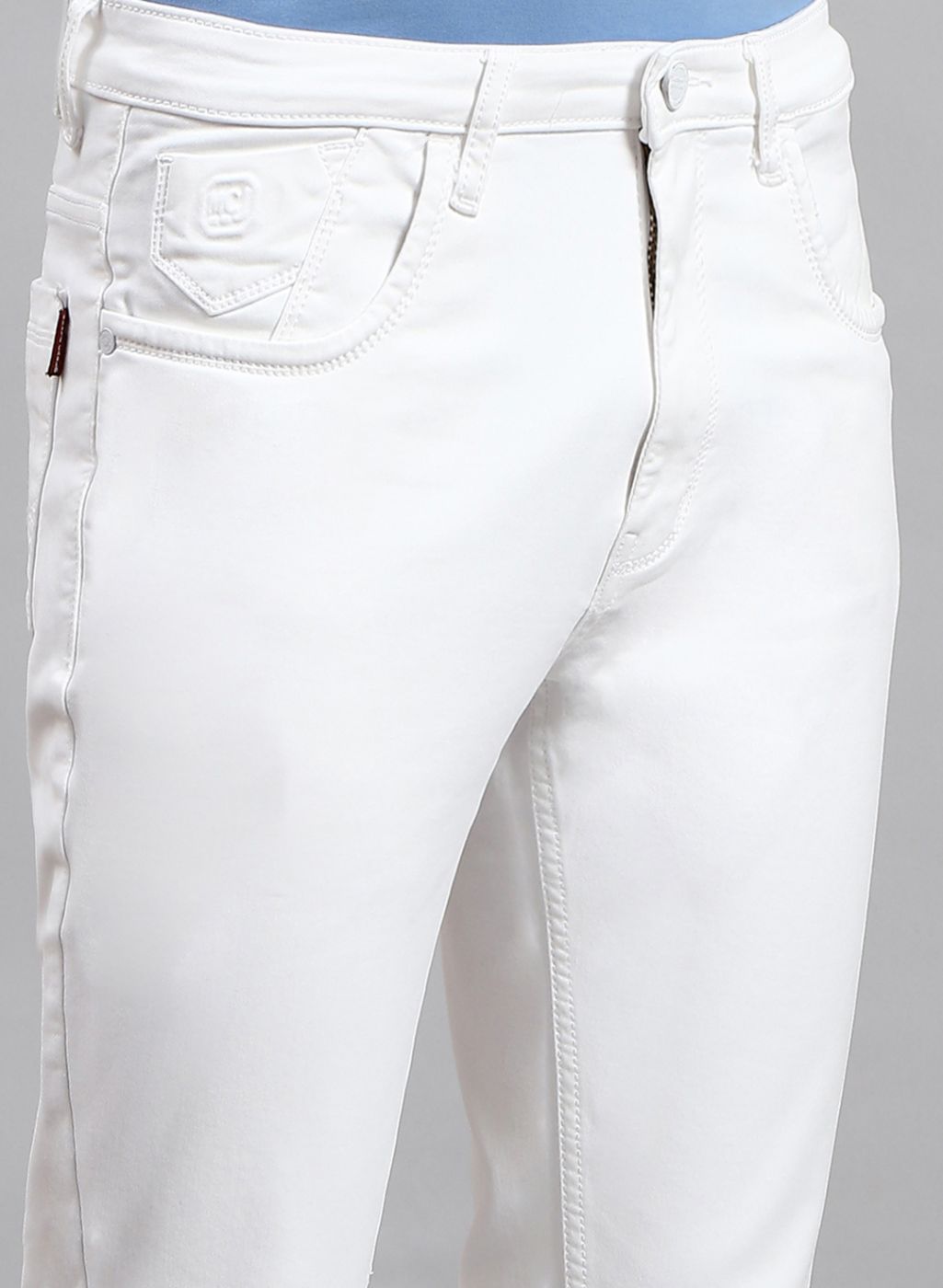 Men White NArrow Fit Denim