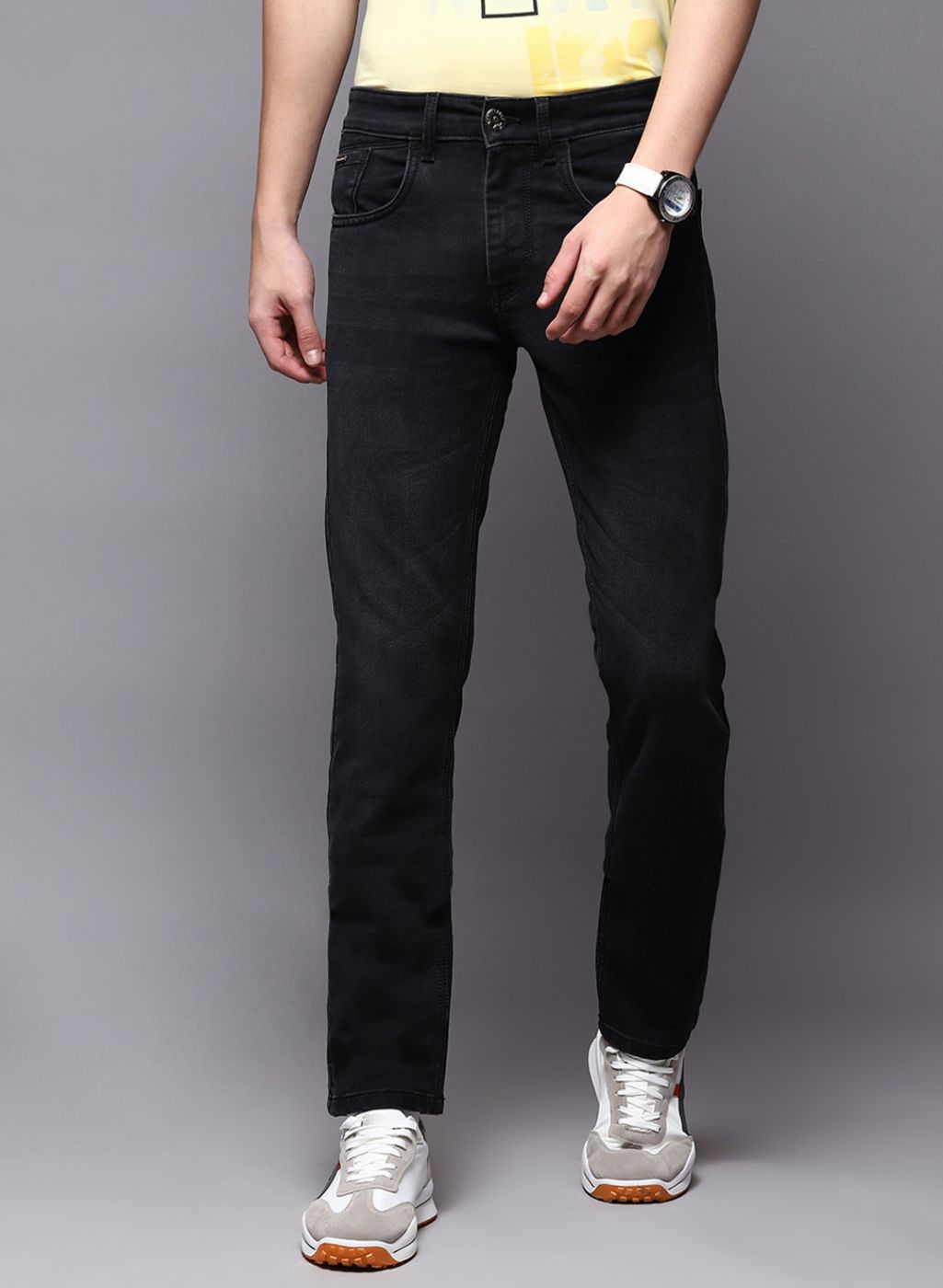 Men Black NArrow Fit Denim