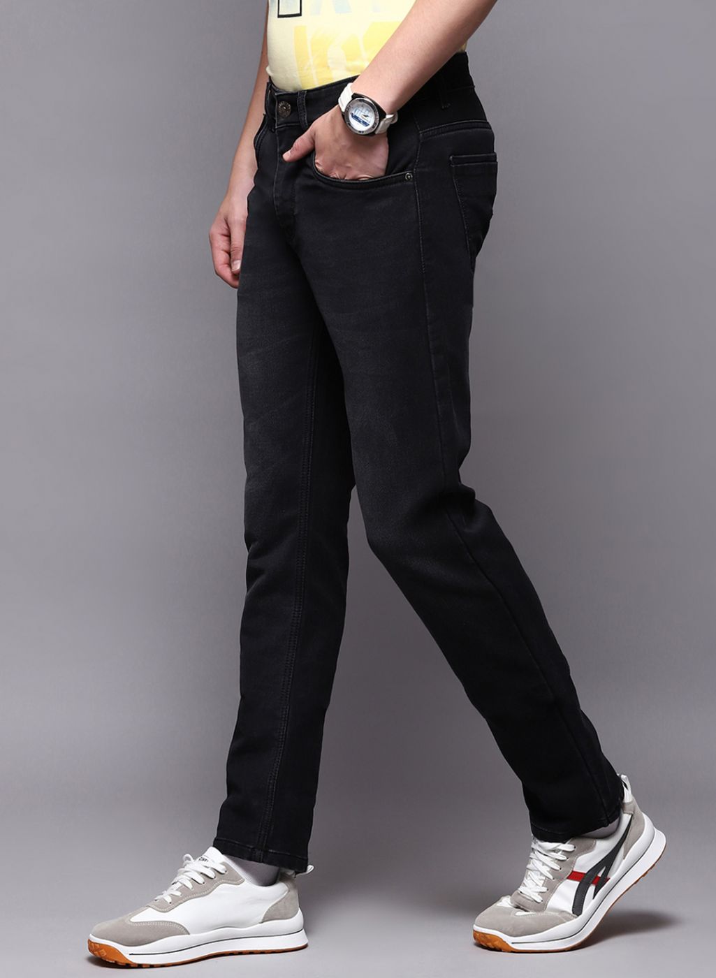 Men Black NArrow Fit Denim