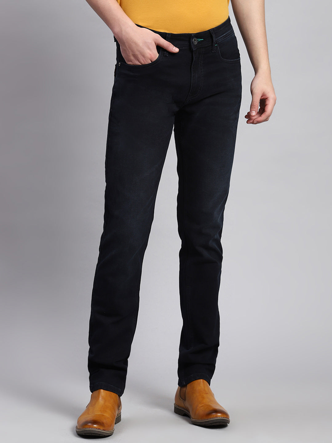 Men Navy Blue Narrow Fit Denim