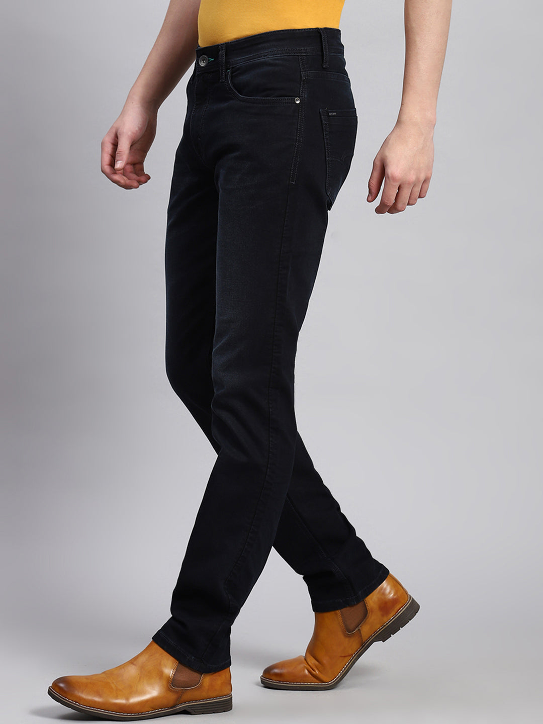 Men Navy Blue Narrow Fit Denim