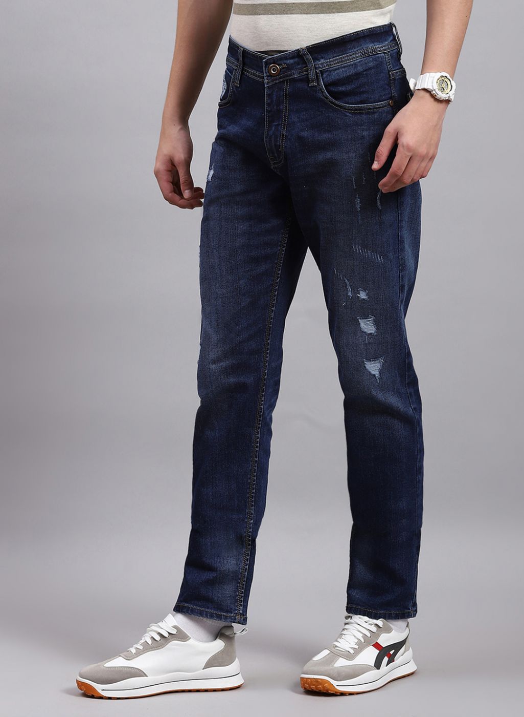 Men NAvy Blue NArrow Fit Denim