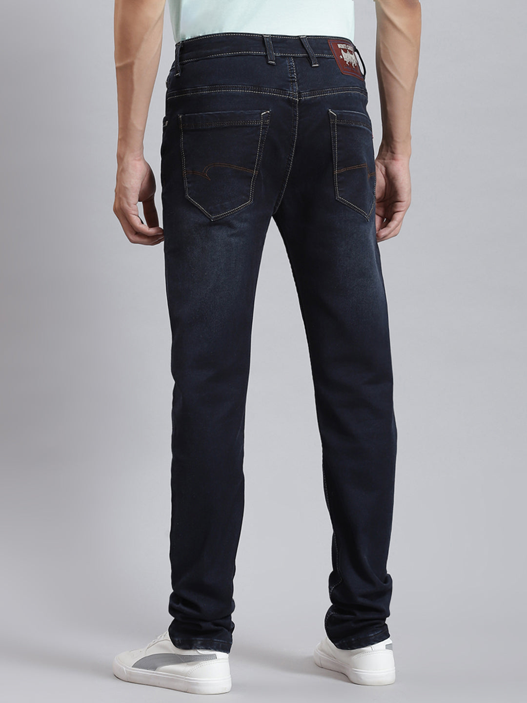 Men Blue Solid Regular Fit Denims