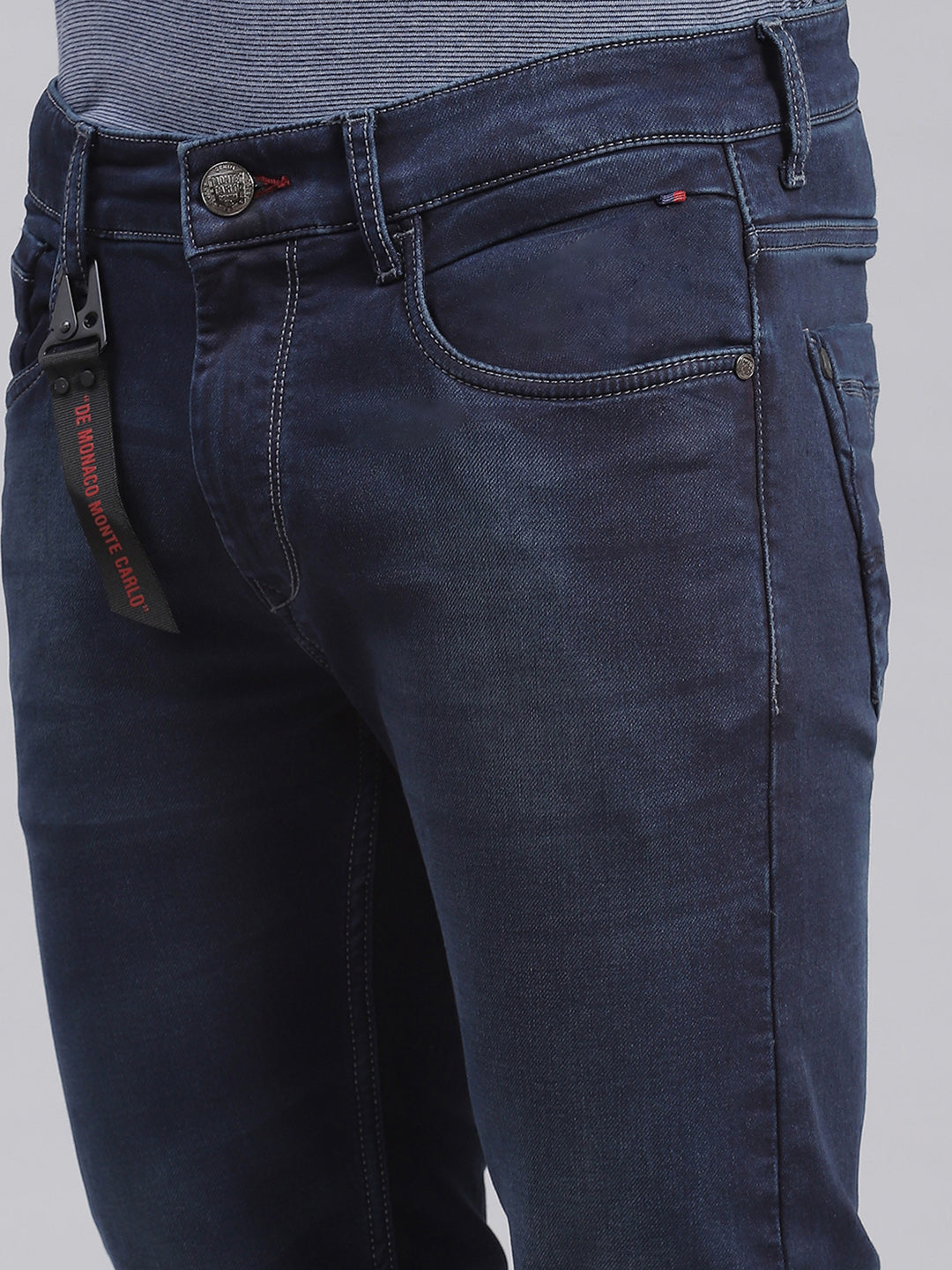 Men Blue Solid Regular Fit Denims