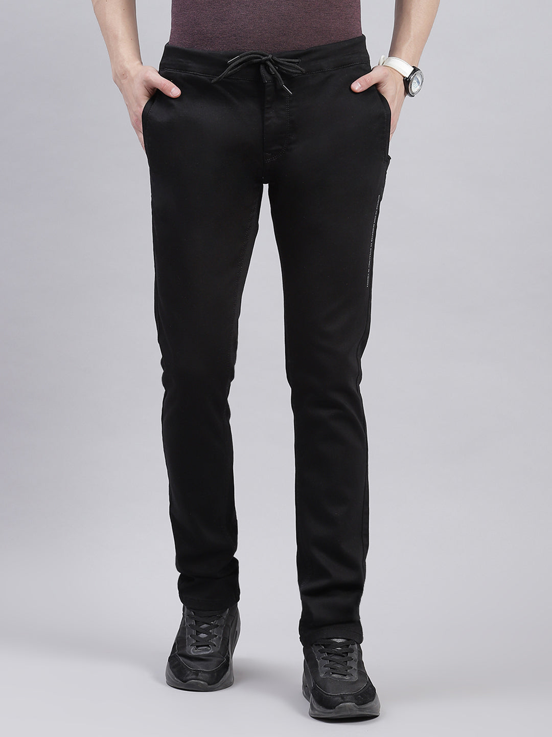 Men Black Light Wash Regular Fit Jogger