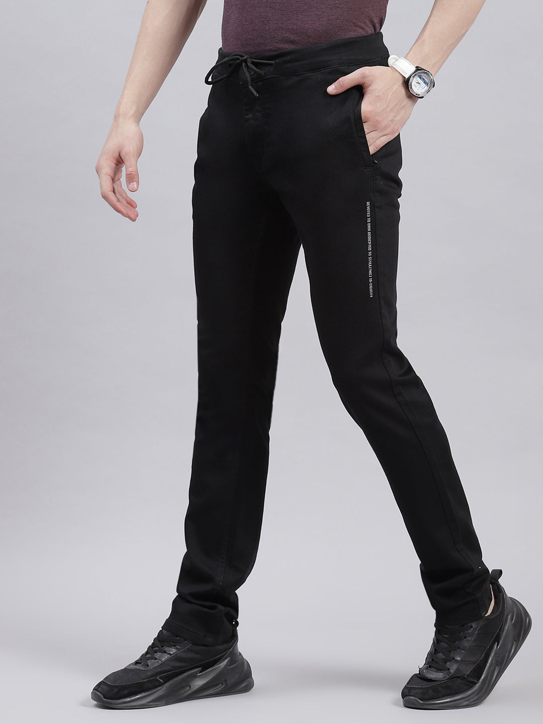 Men Black Light Wash Regular Fit Jogger