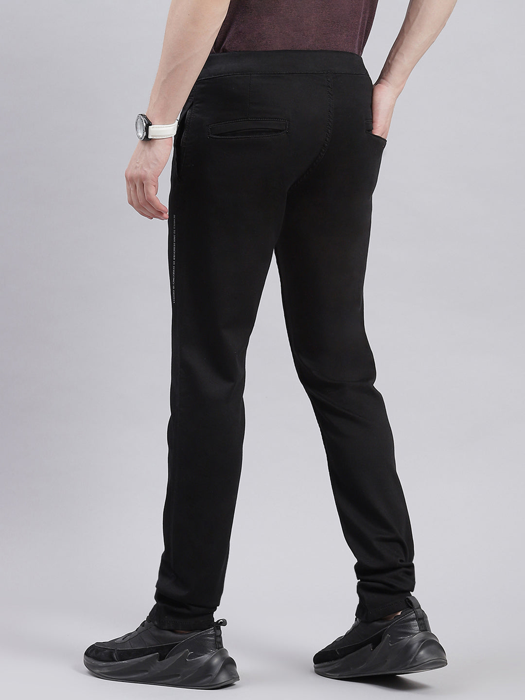 Men Black Light Wash Regular Fit Jogger