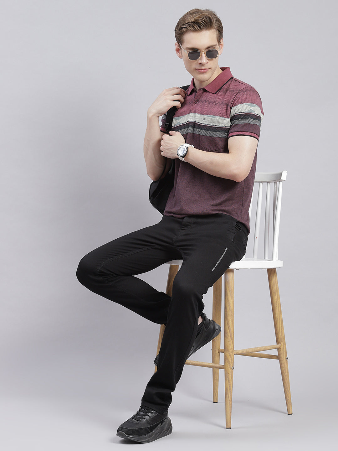 Men Black Light Wash Regular Fit Jogger