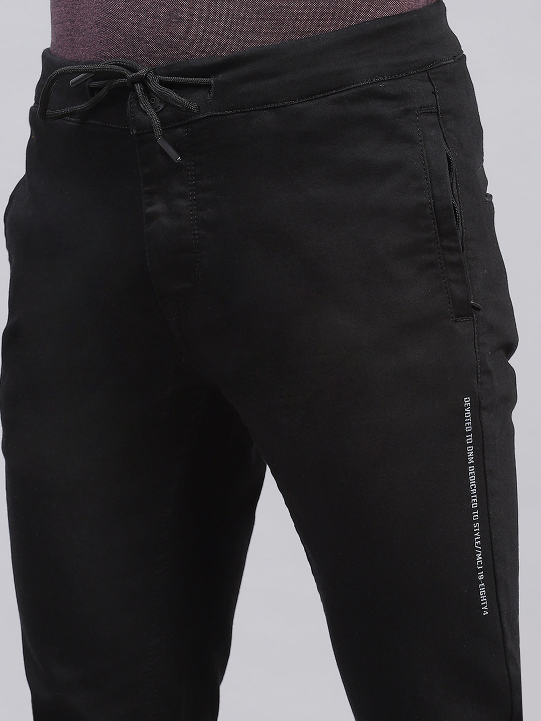 Men Black Light Wash Regular Fit Jogger
