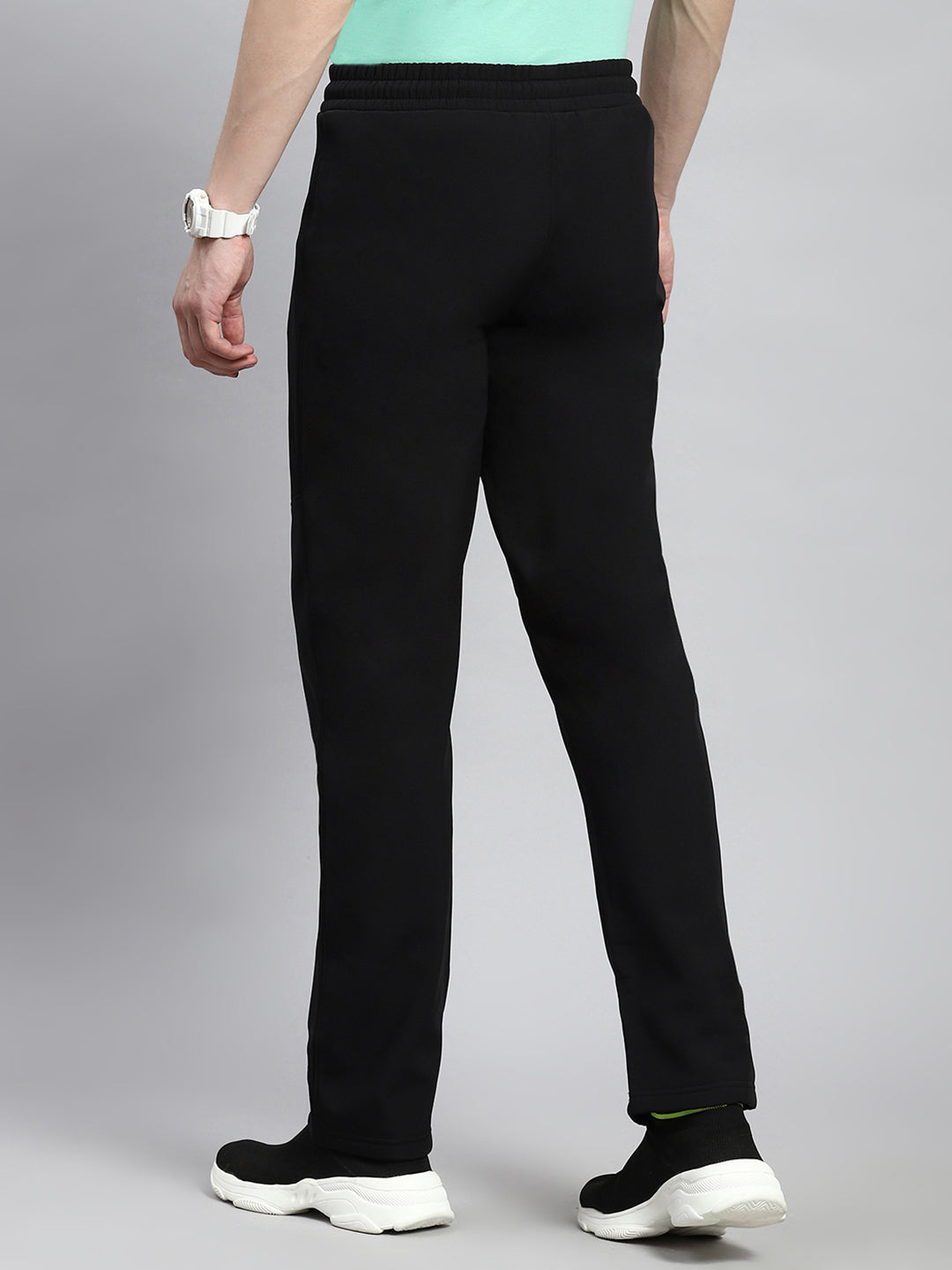 Men Black Plain Winter Lower