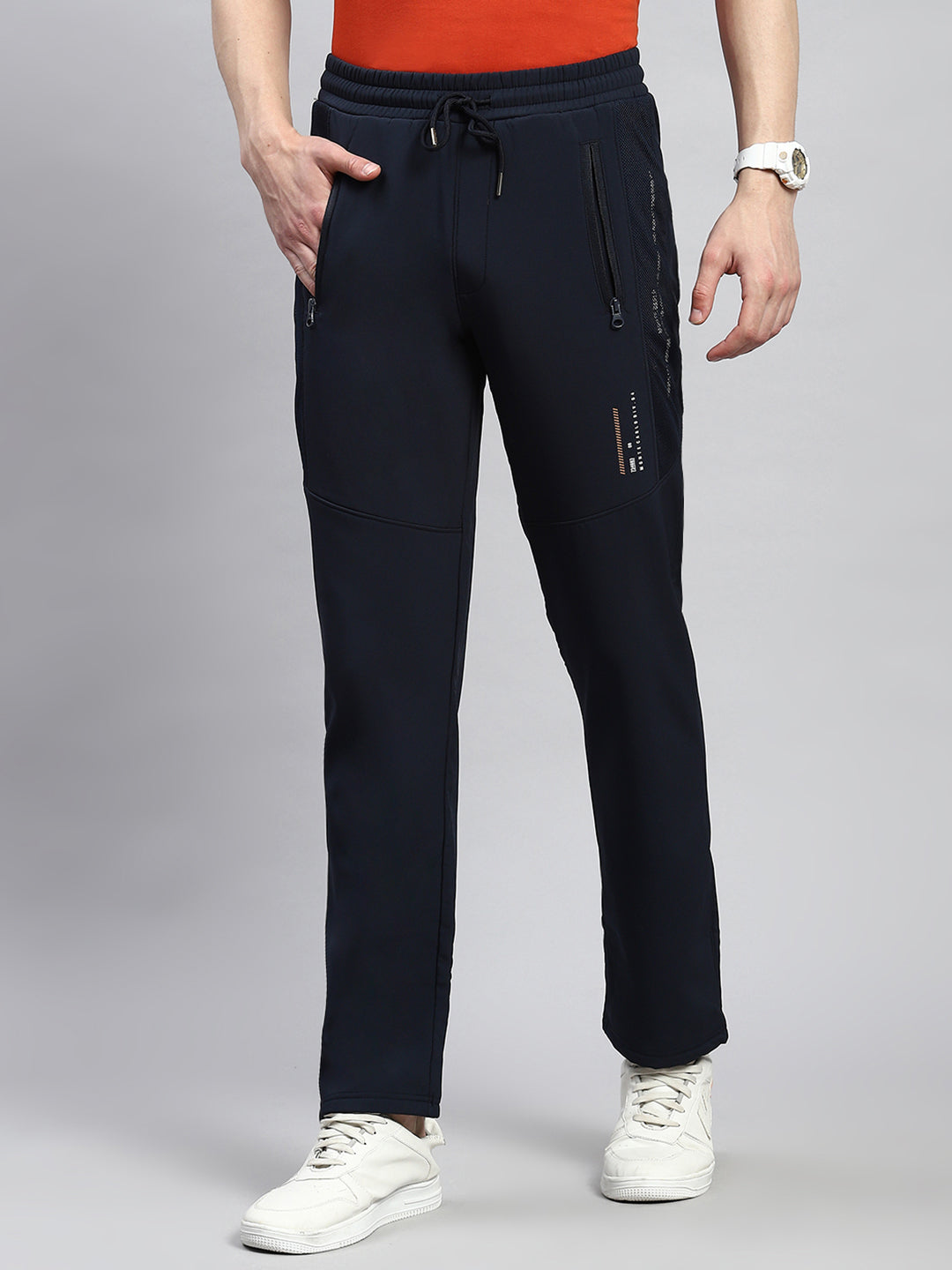 Men Navy Blue Plain Winter Lower