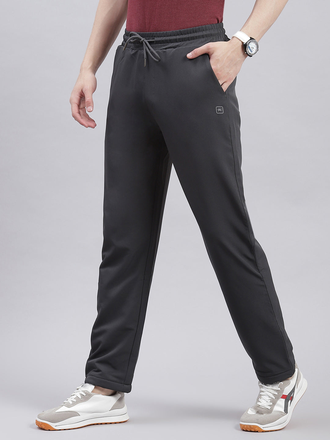 Men Grey Solid Regular Fit Winter Lowers