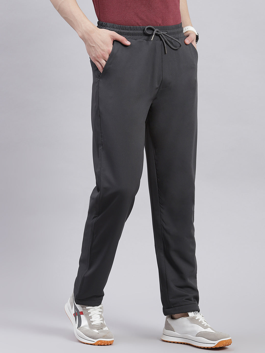 Men Grey Solid Regular Fit Winter Lowers