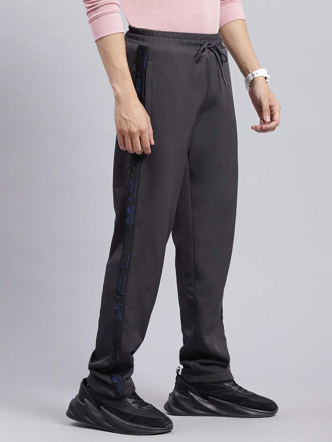 Men Grey Solid Polyester Blend Winter Lower