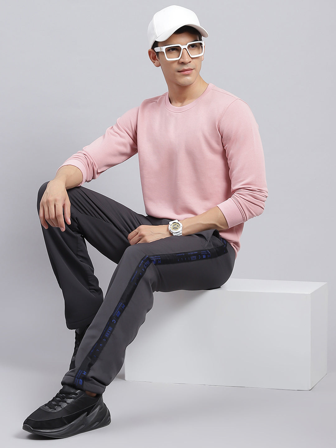 Men Grey Solid Polyester Blend Winter Lower