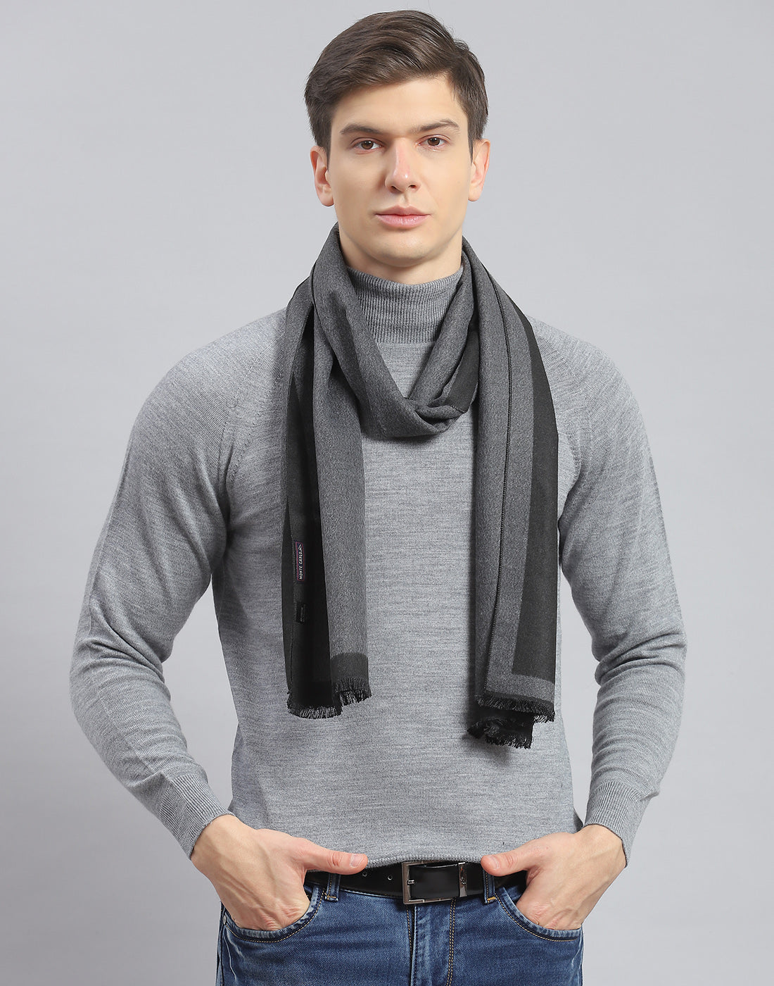 Men Grey Solid Muffler