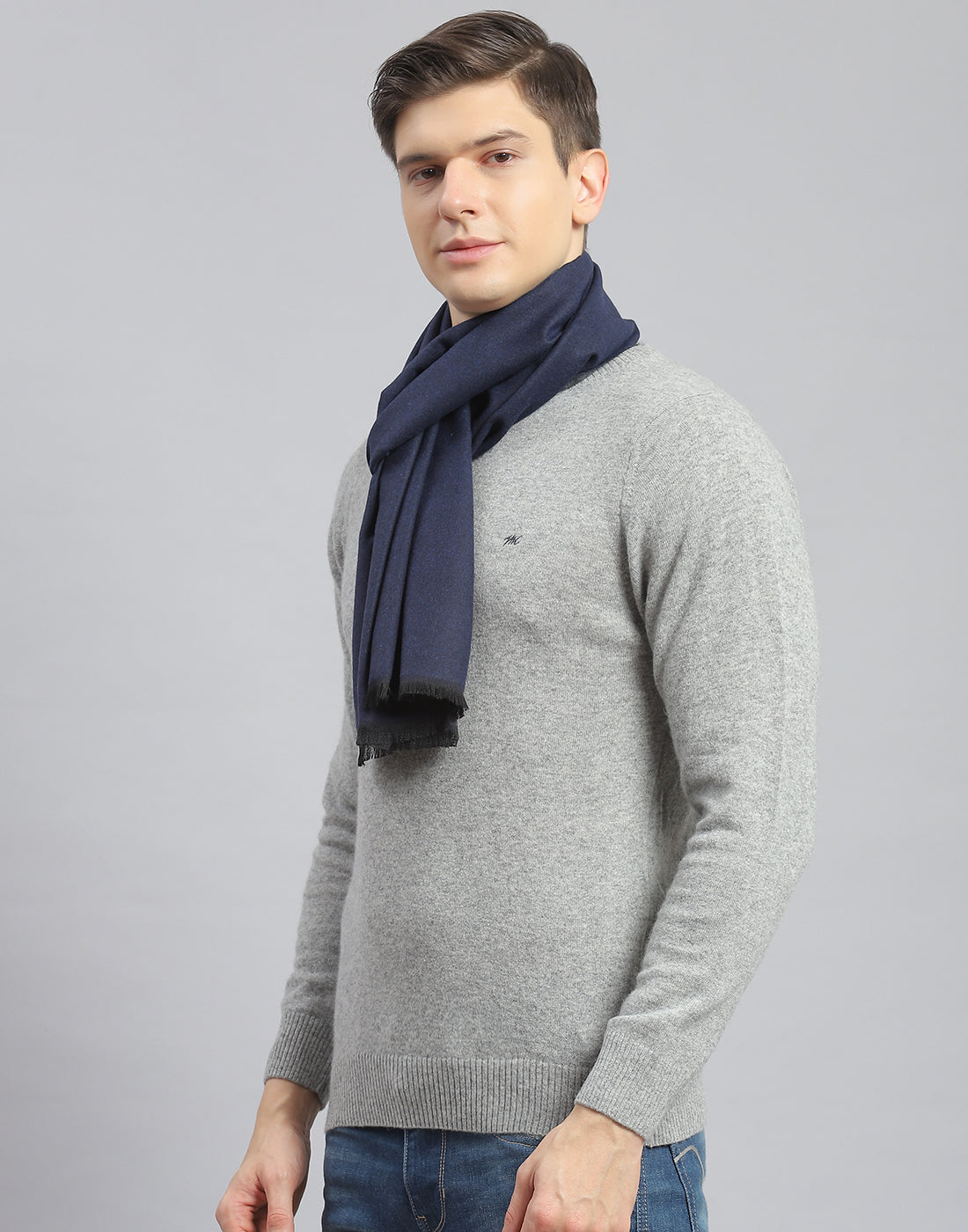 Men Navy Blue Solid Muffler