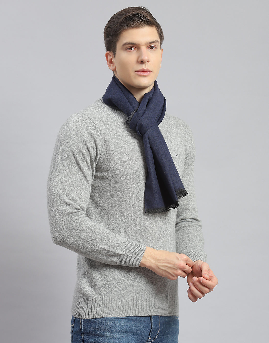 Men Navy Blue Solid Muffler