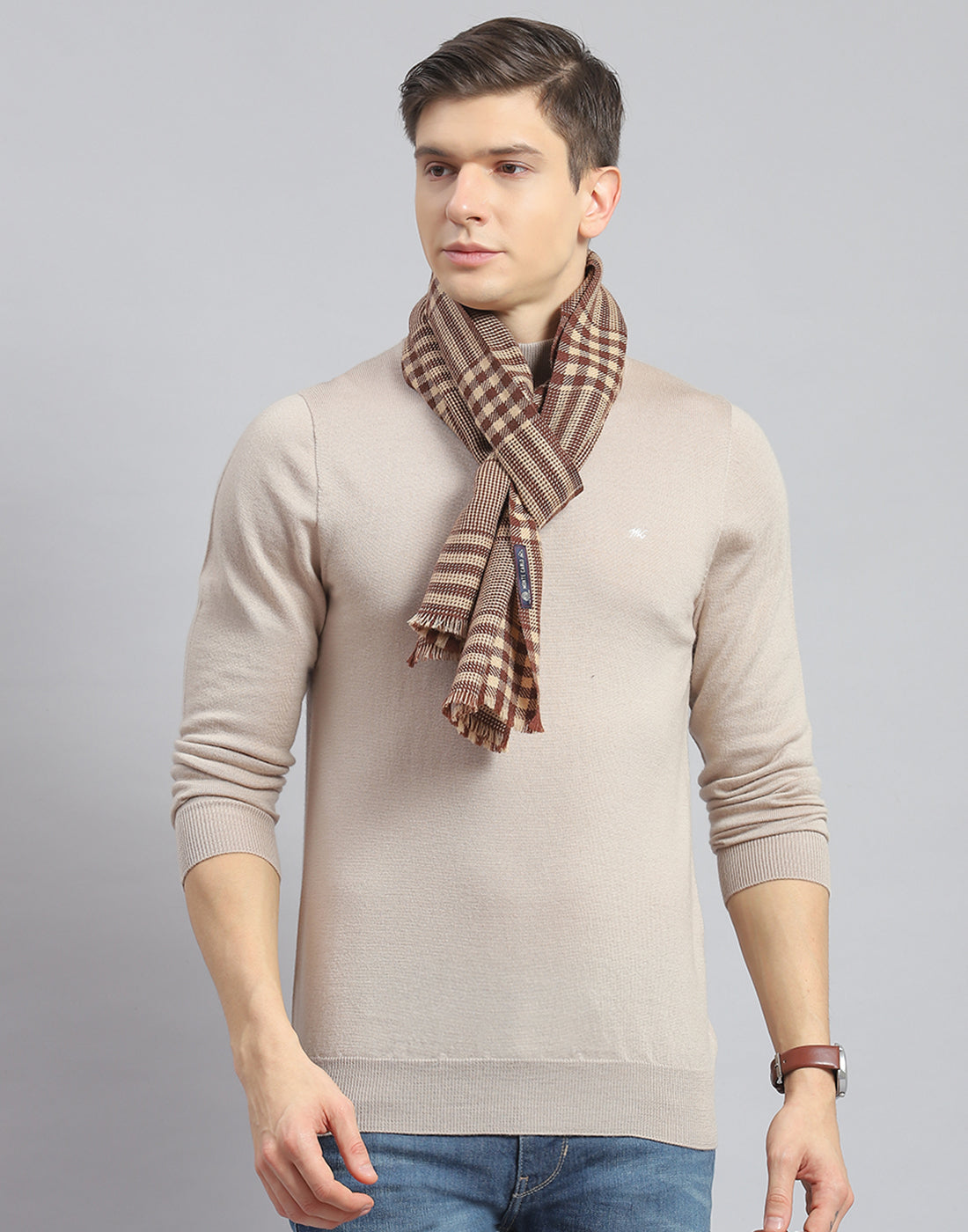 Men Brown Check Muffler