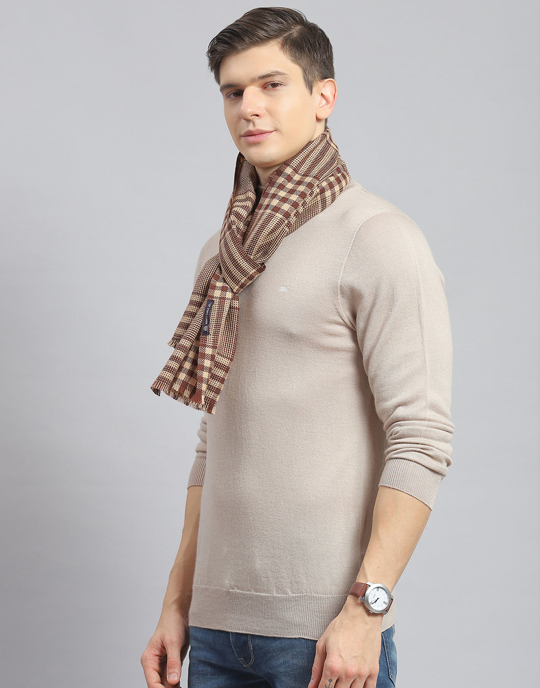 Men Brown Check Muffler