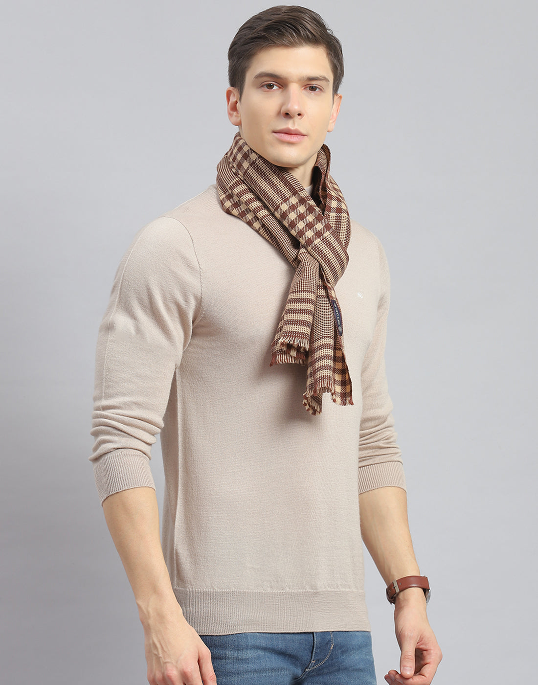 Men Brown Check Muffler