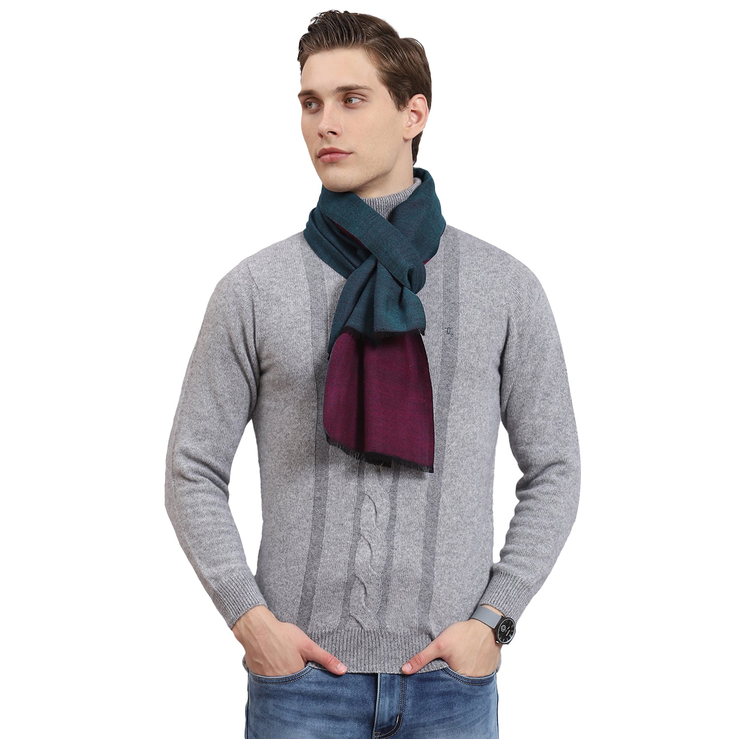 Men Teal Blue Solid Muffler