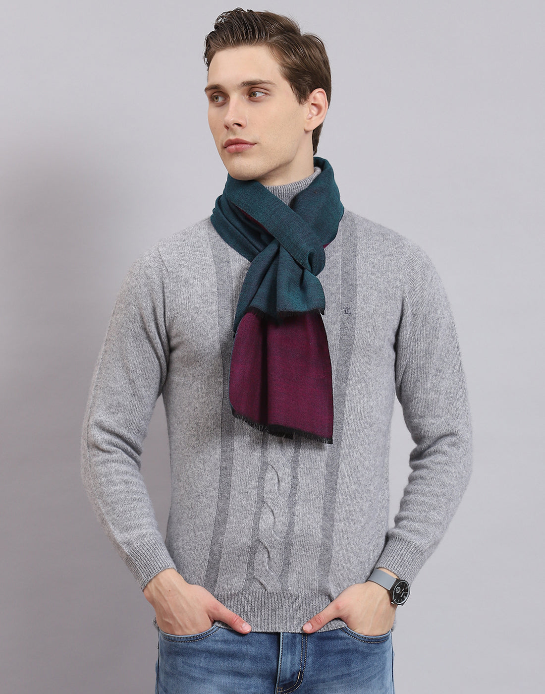 Men Teal Blue Solid Muffler