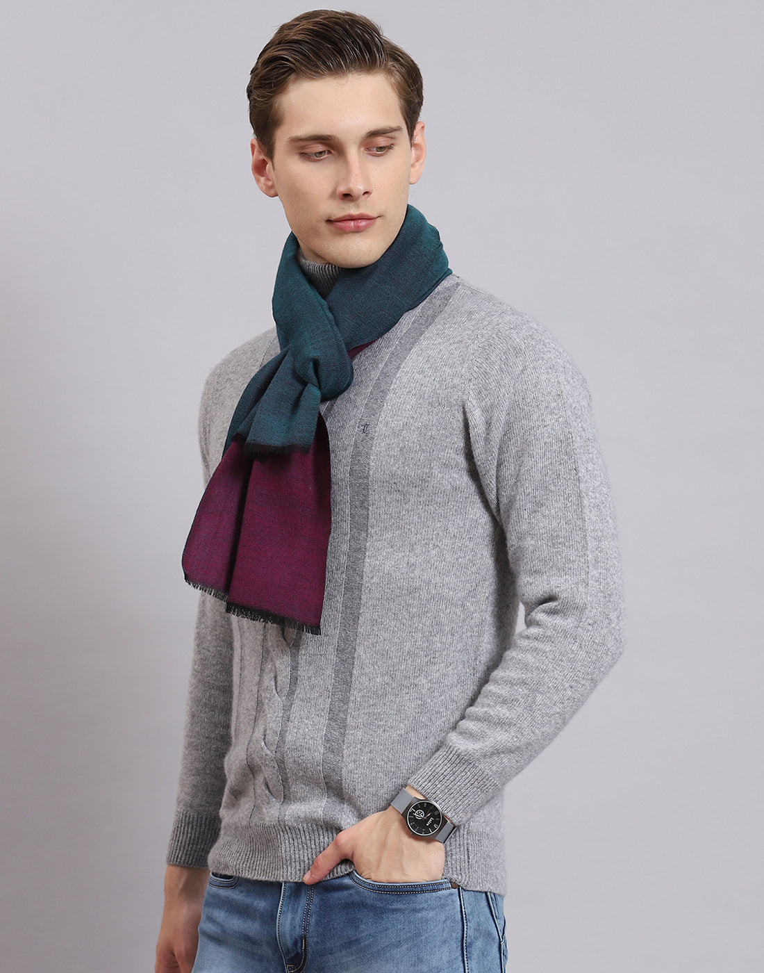 Men Teal Blue Solid Muffler