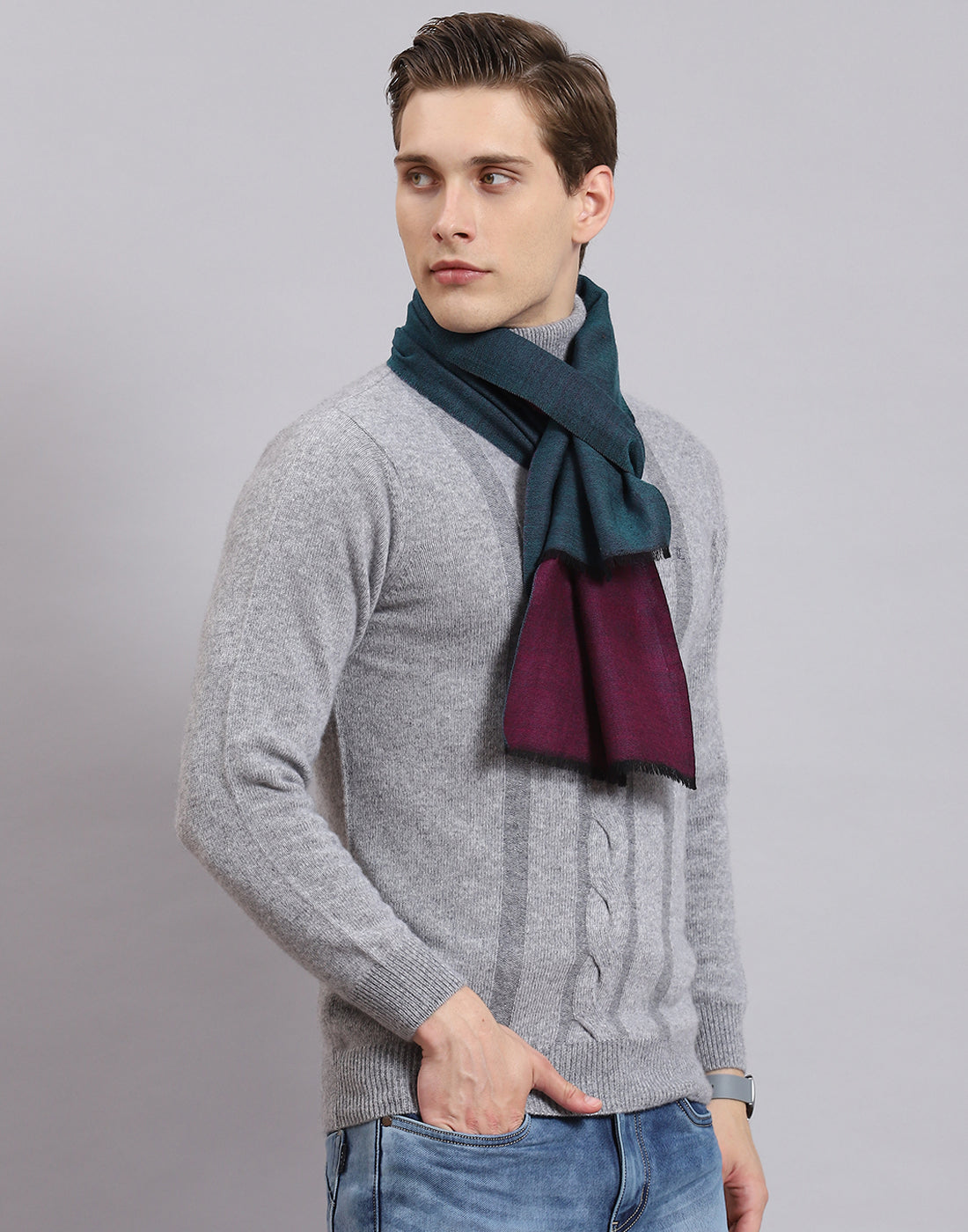 Men Teal Blue Solid Muffler