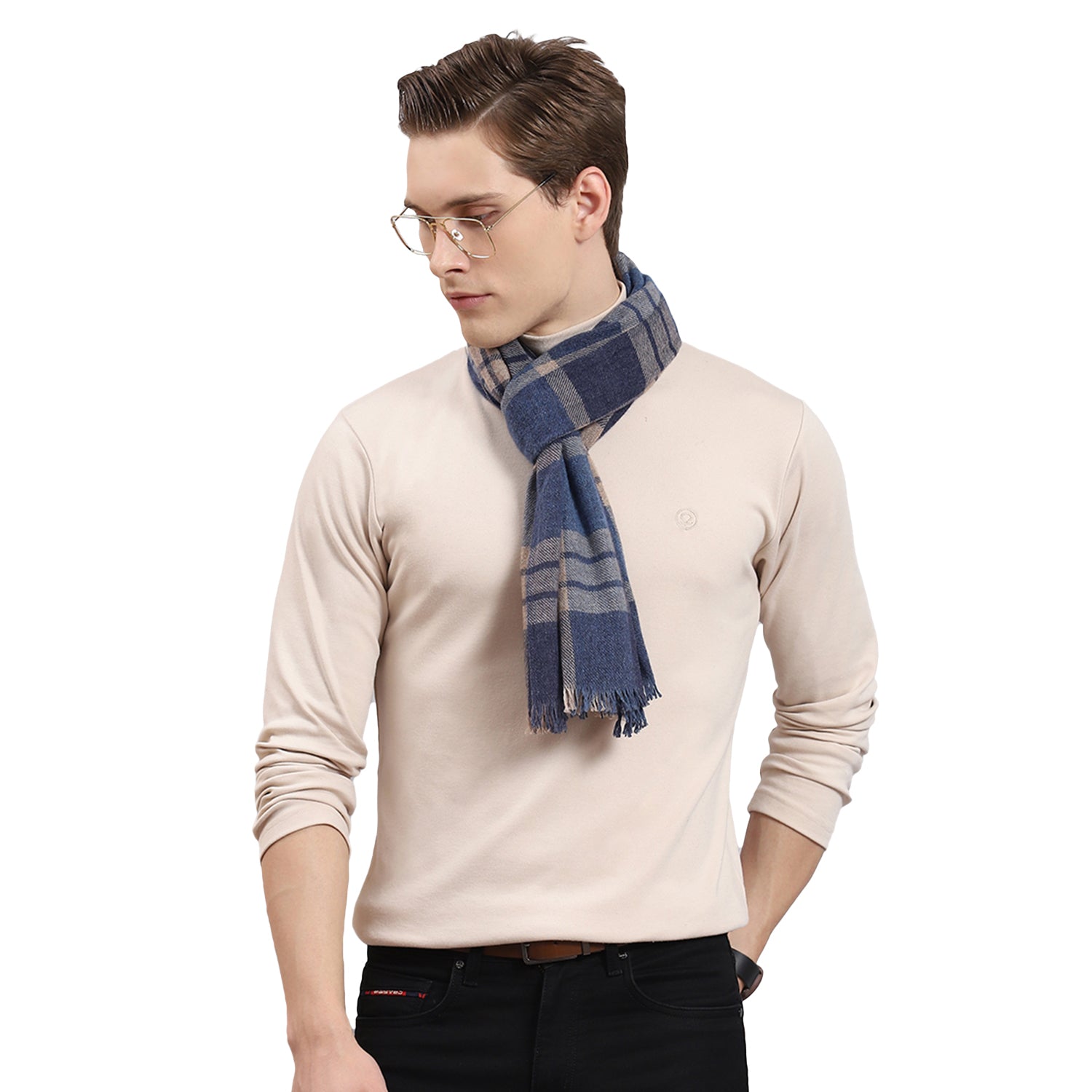 Men Blue Check Muffler
