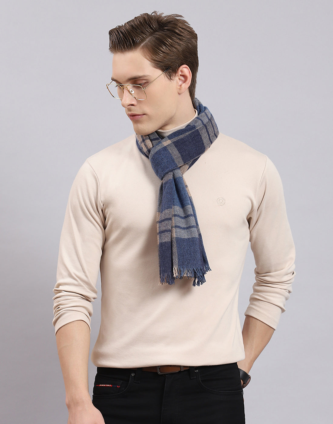 Men Blue Check Muffler