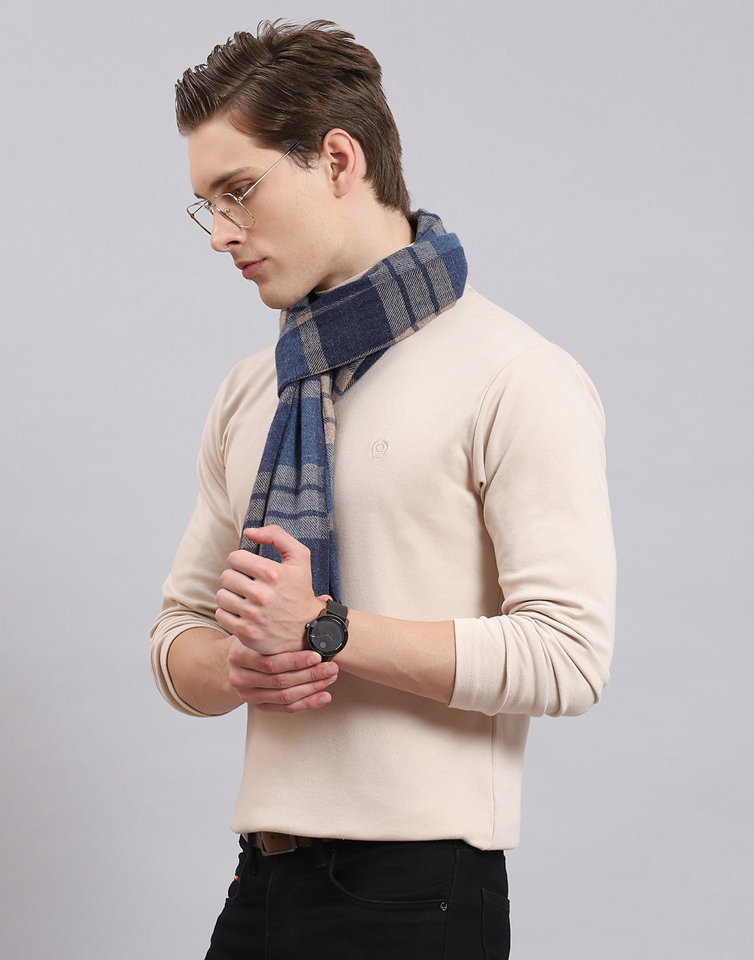 Men Blue Check Muffler