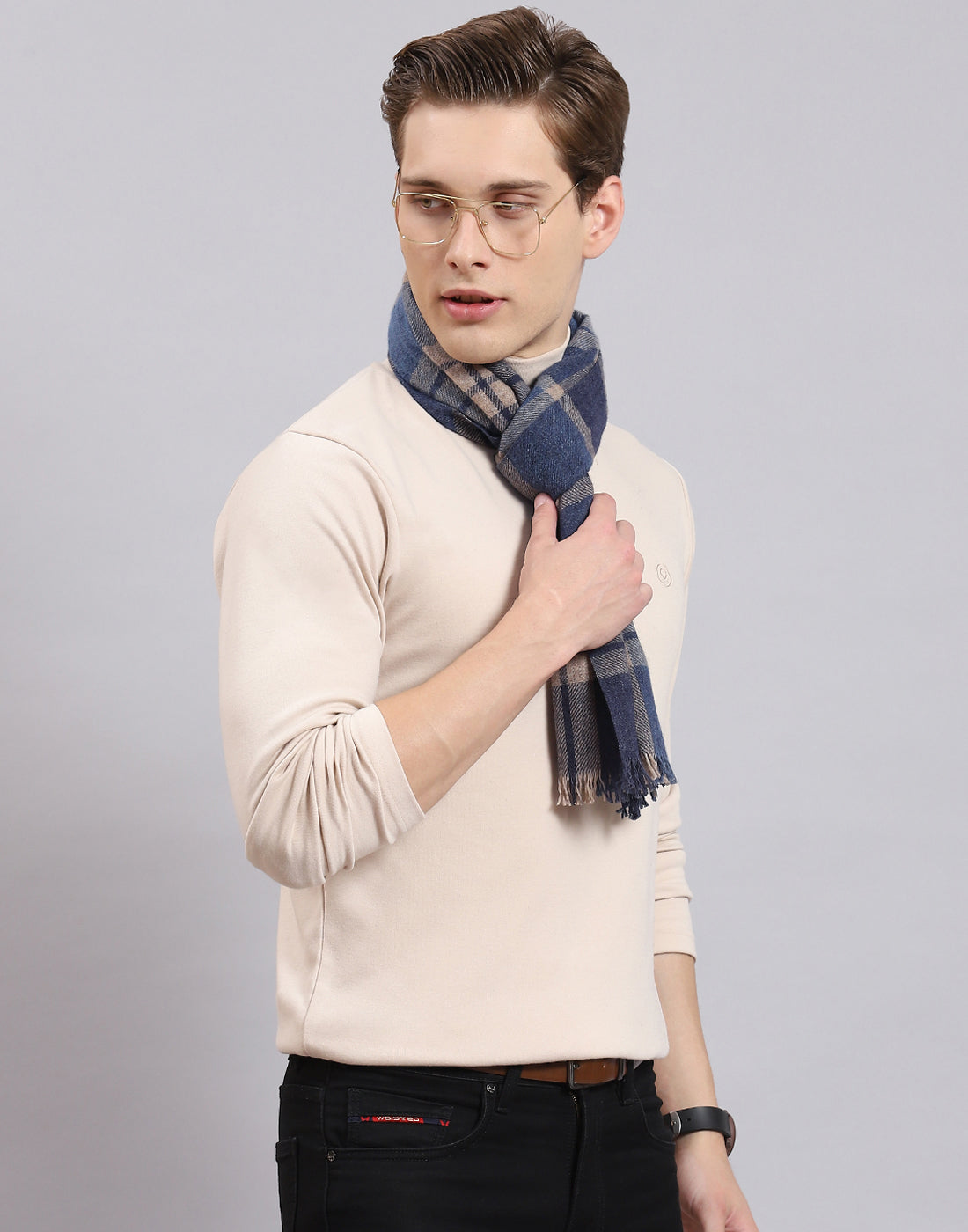 Men Blue Check Muffler