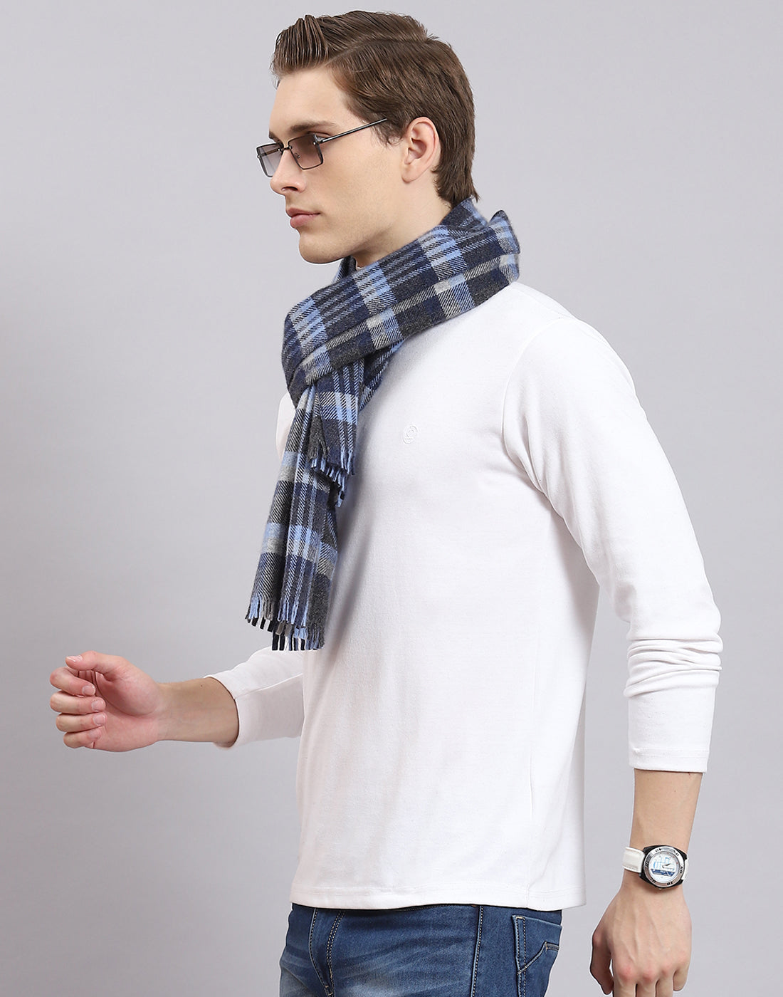 Men Blue Check Muffler