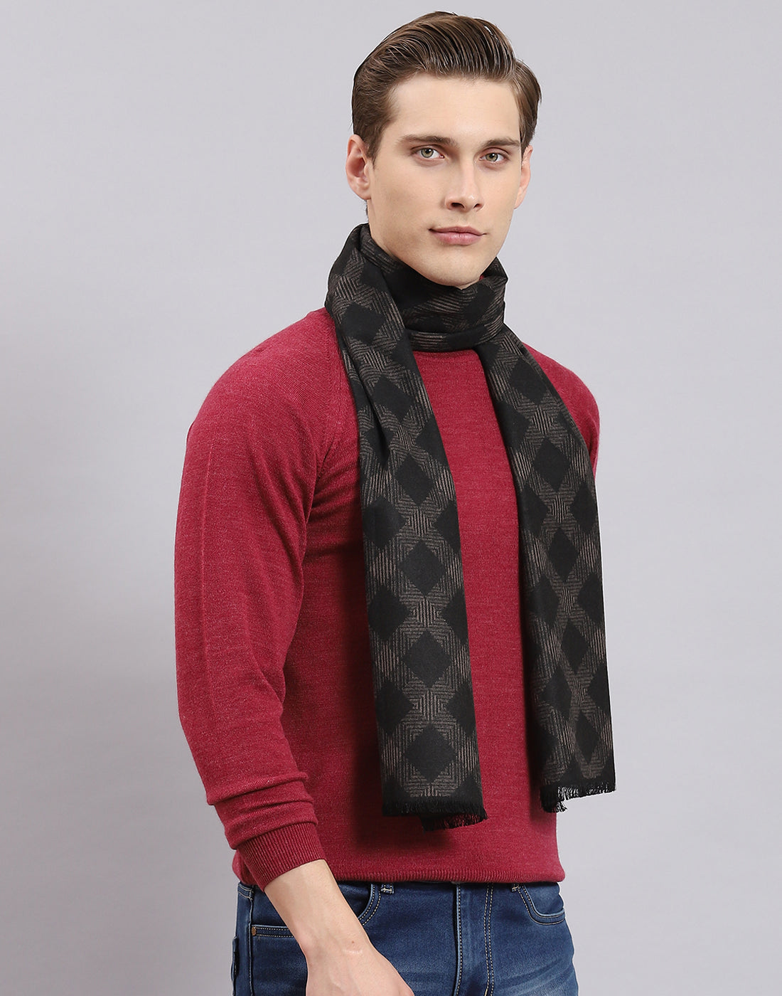 Men Black Self Design Muffler