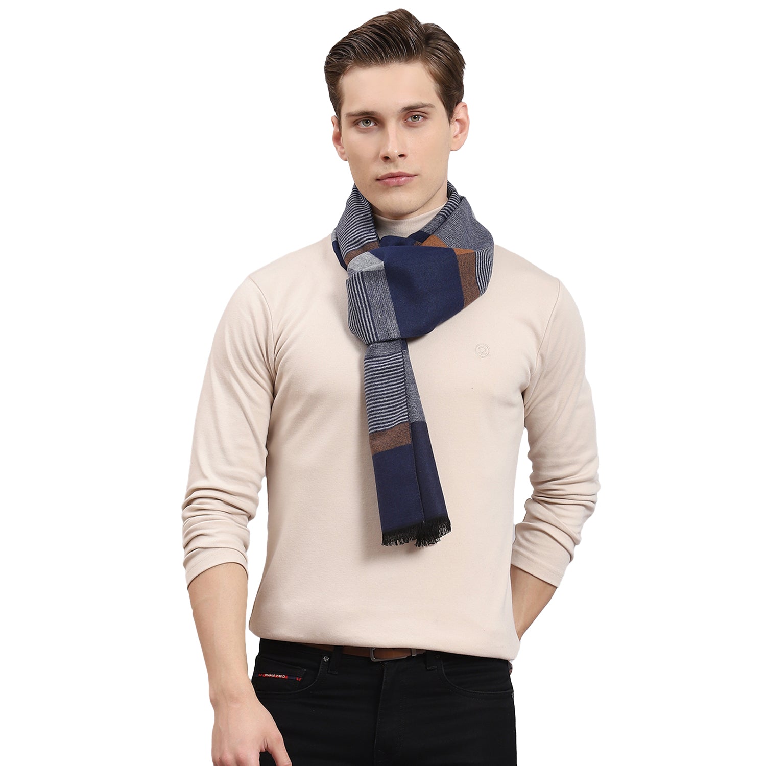 Men Blue Self Design Muffler