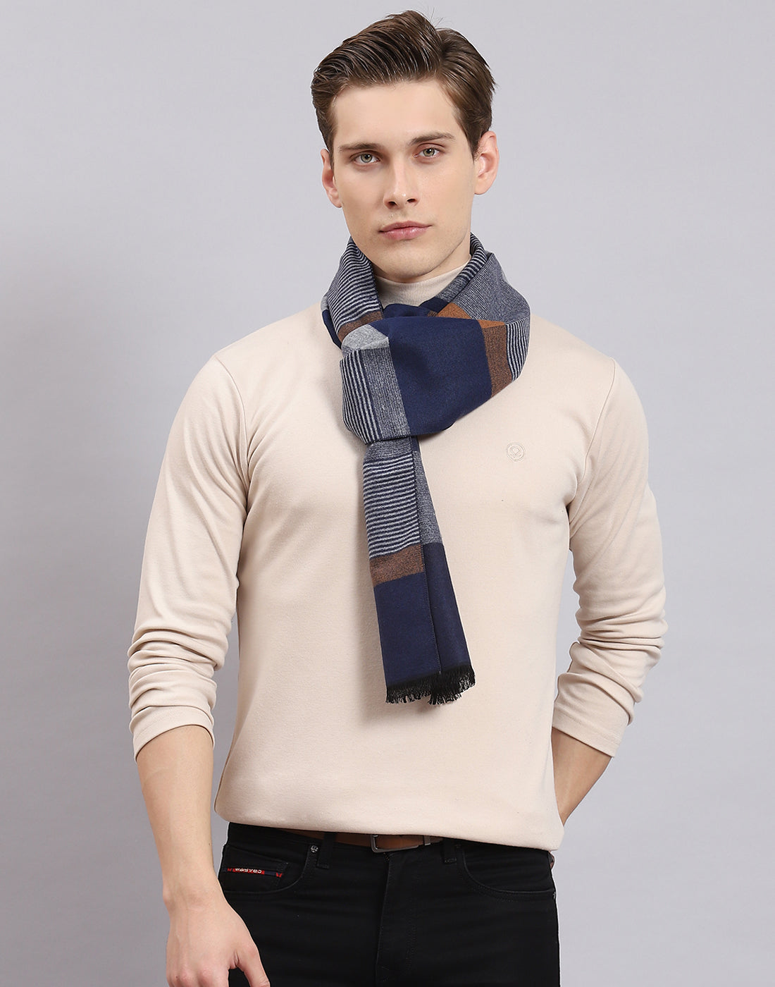 Men Blue Self Design Muffler