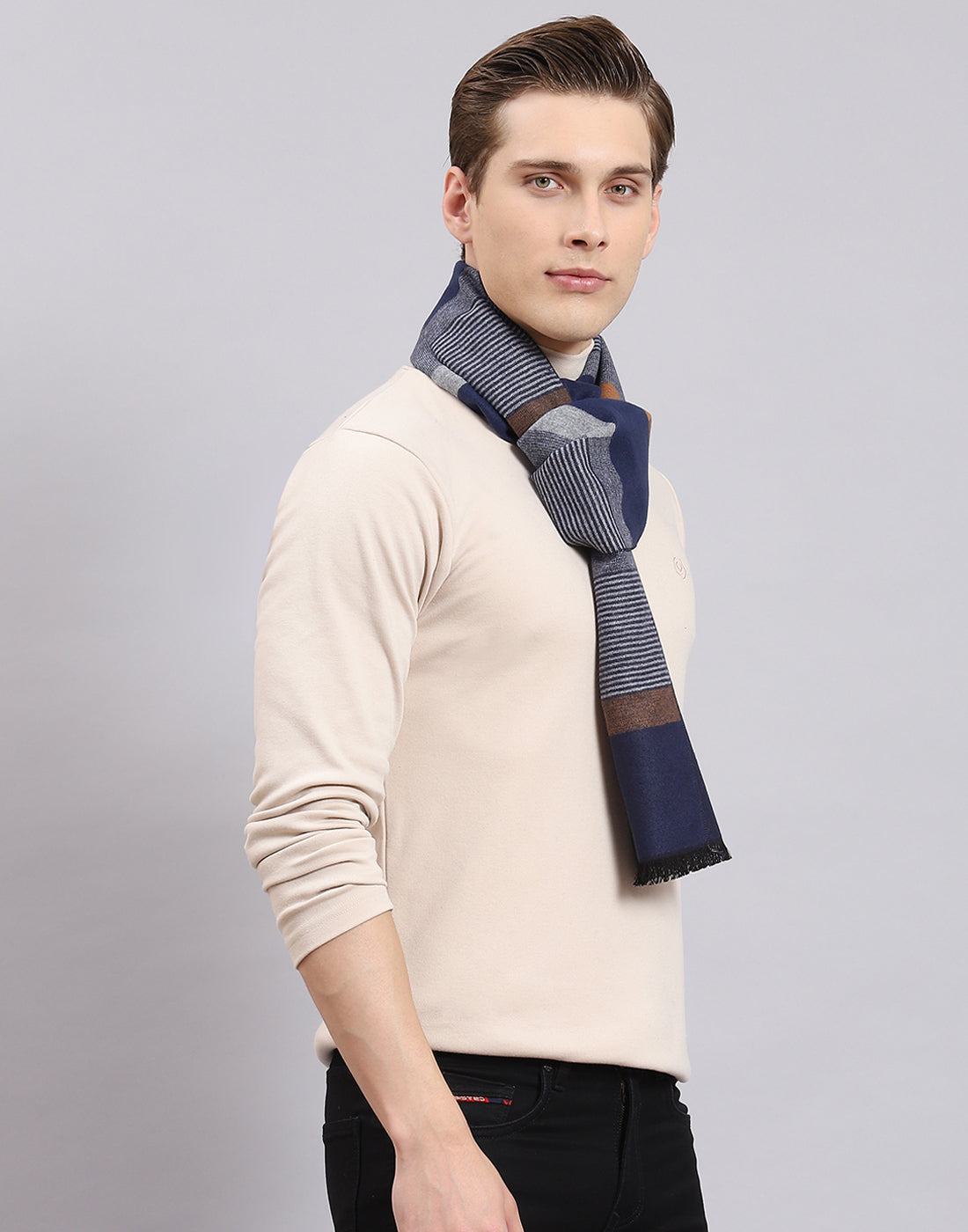 Men Blue Self Design Muffler