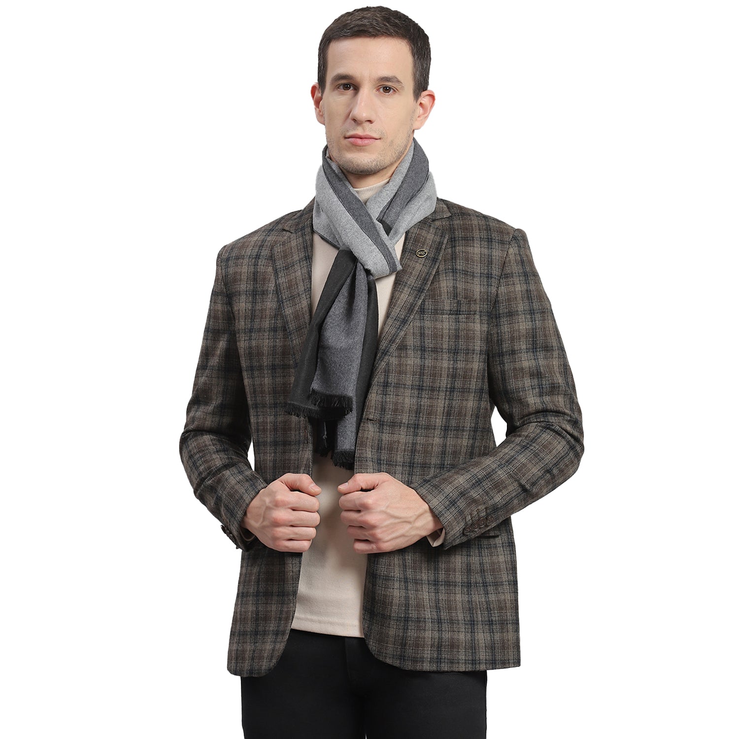 Men Grey Solid Muffler