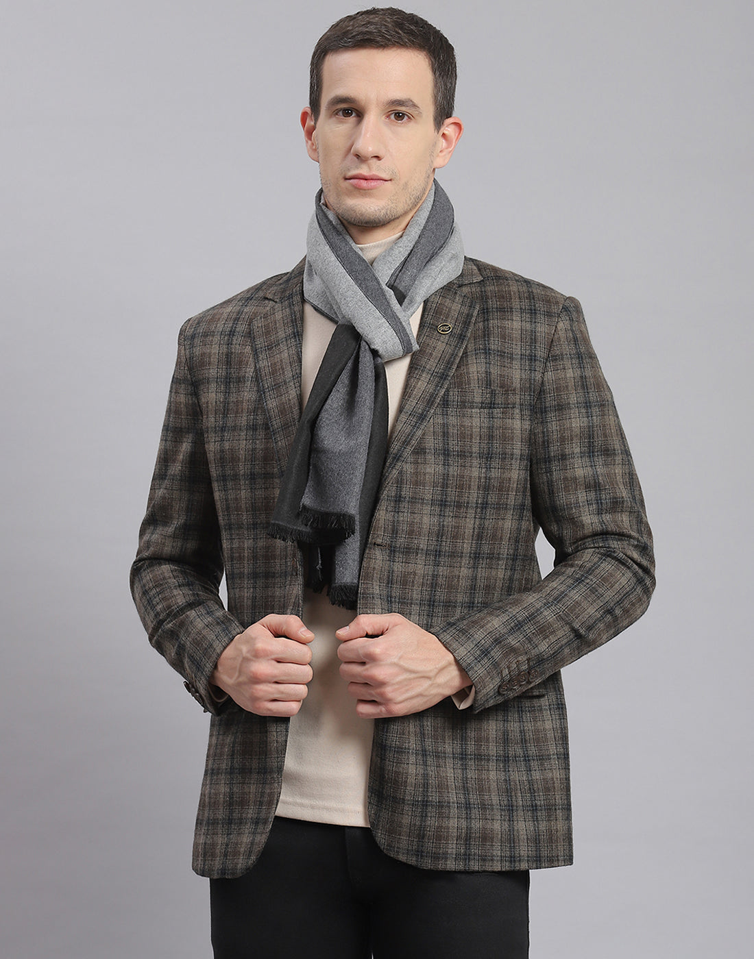 Men Grey Solid Muffler