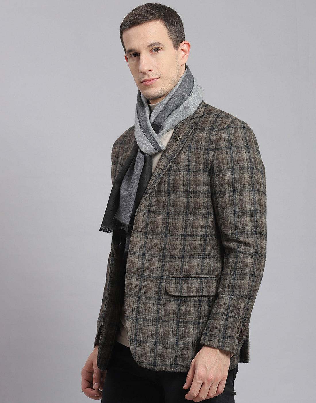 Men Grey Solid Muffler