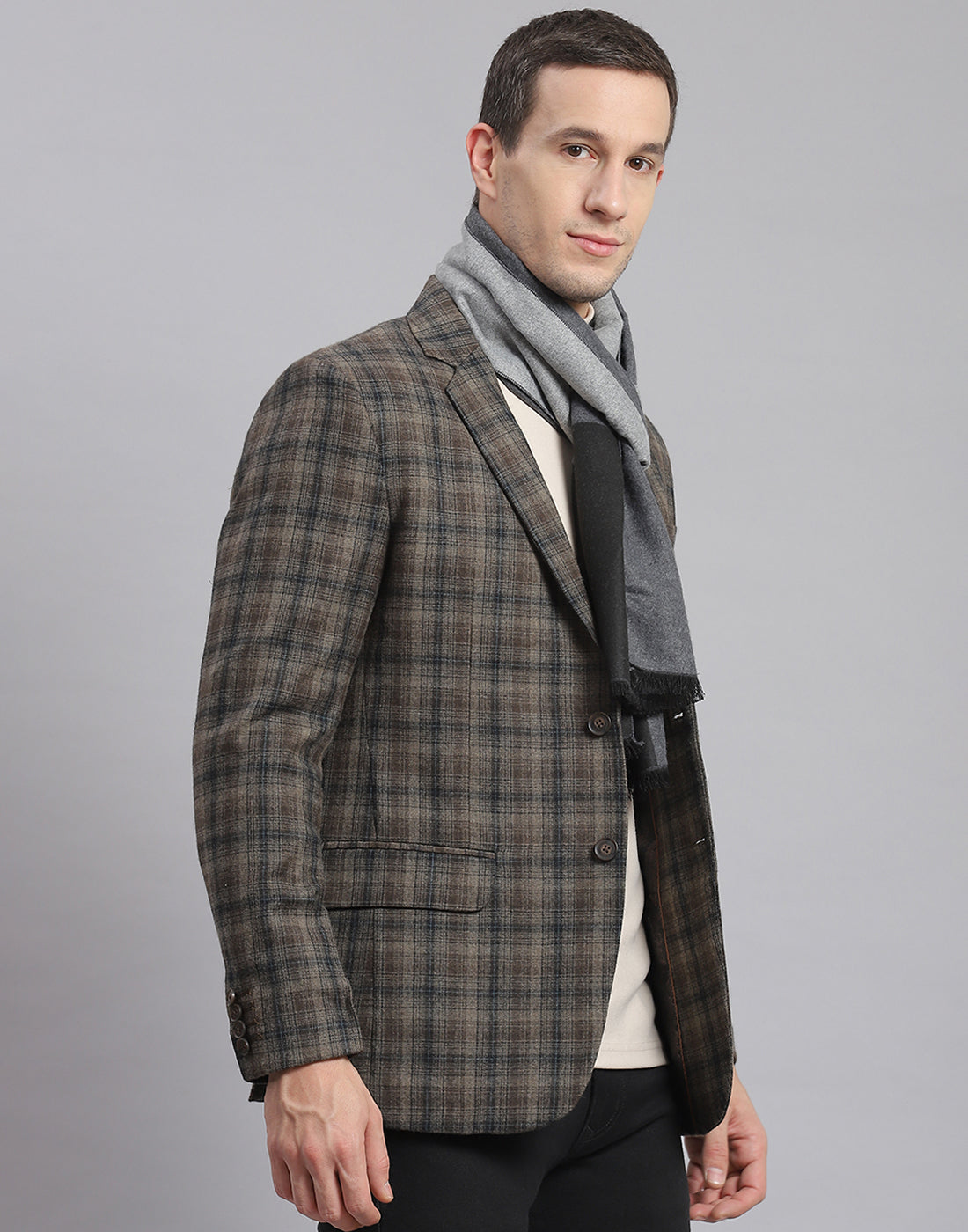 Men Grey Solid Muffler