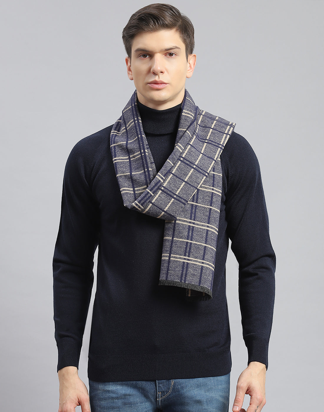 Men Blue Check Muffler