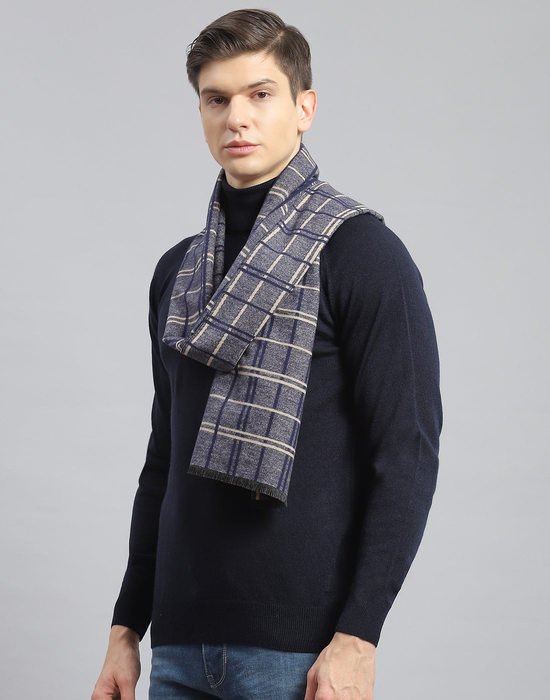 Men Blue Check Muffler
