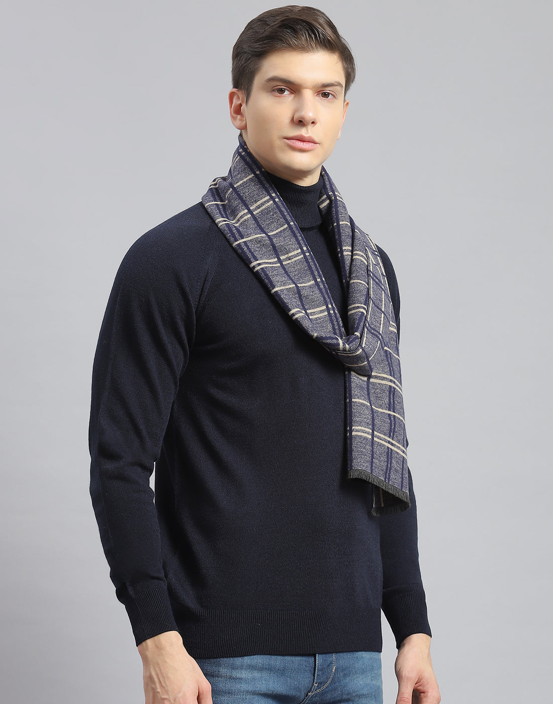 Men Blue Check Muffler